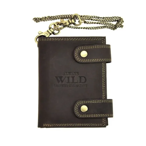 Always Wild 2901-BIC portfel męski skórzany nubuk z łańcuchem przód / Always Wild 2901-BIC men’s nubuck leather wallet w